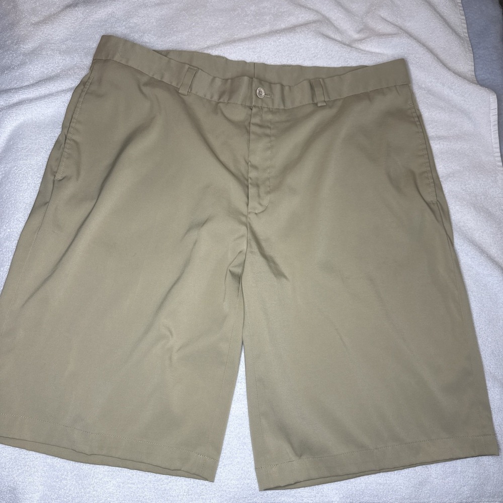 Slazenger Men's Golf Shorts Size 38 Khaki Stretch Flat Front Chino